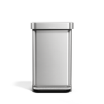 Simplehuman 45L Rectangular Step Can, Brushed Stainless Steel, hands-free pedal and internal liner pocket.
