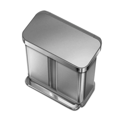 58L Dual Compartment Rectangular Step Can with Liner Pocket