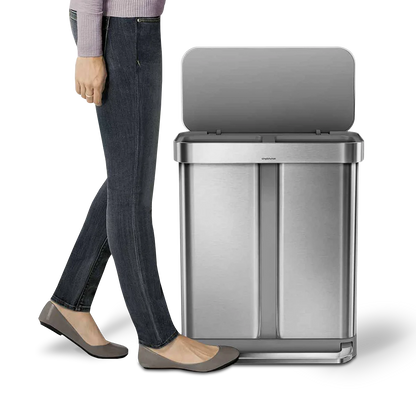 58L Dual Compartment Rectangular Step Can with Liner Pocket (Bundled with Compost Caddy and Liners)