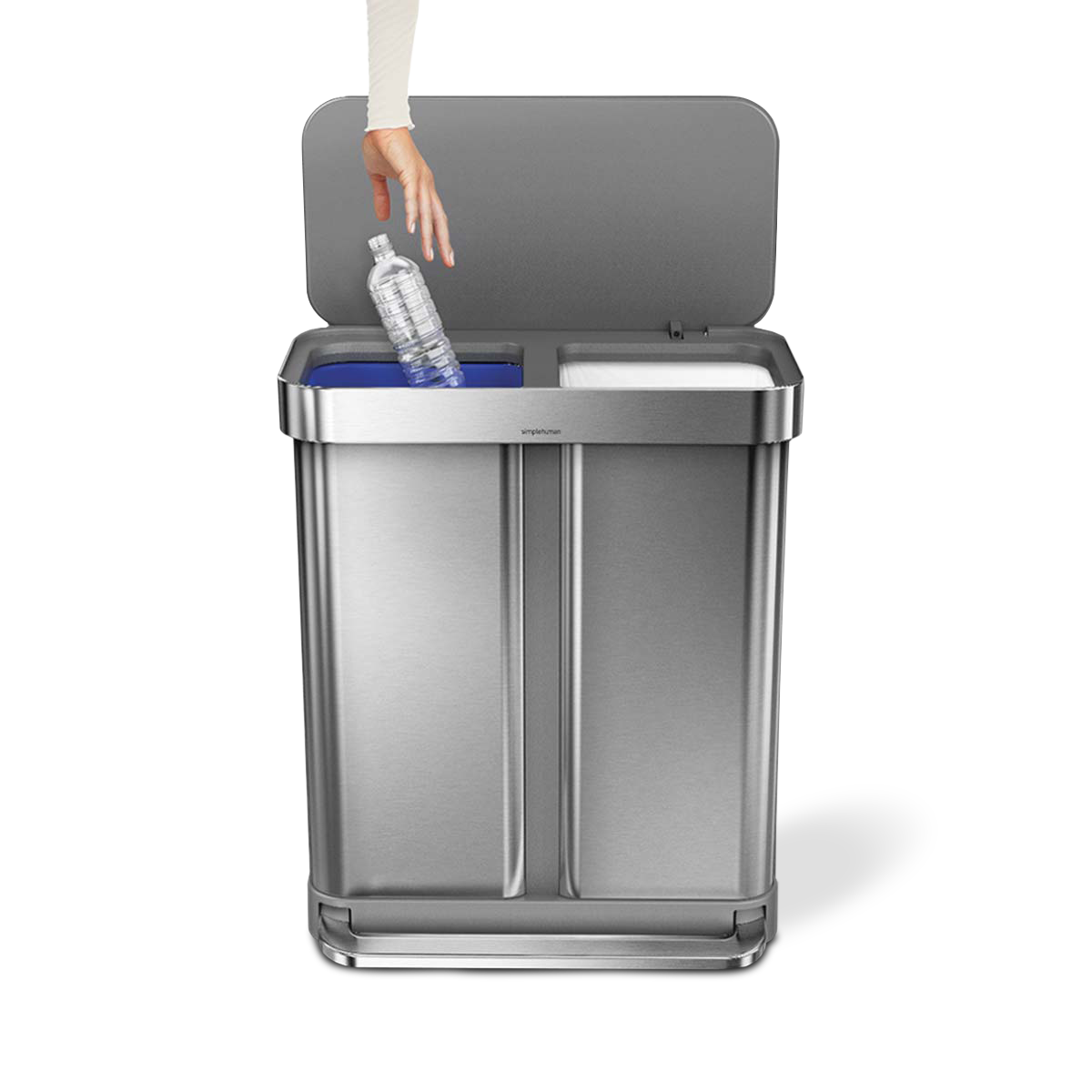58L Dual Compartment Rectangular Step Can with Liner Pocket