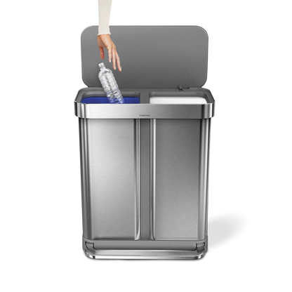 58L Dual Compartment Rectangular Step Can with Liner Pocket