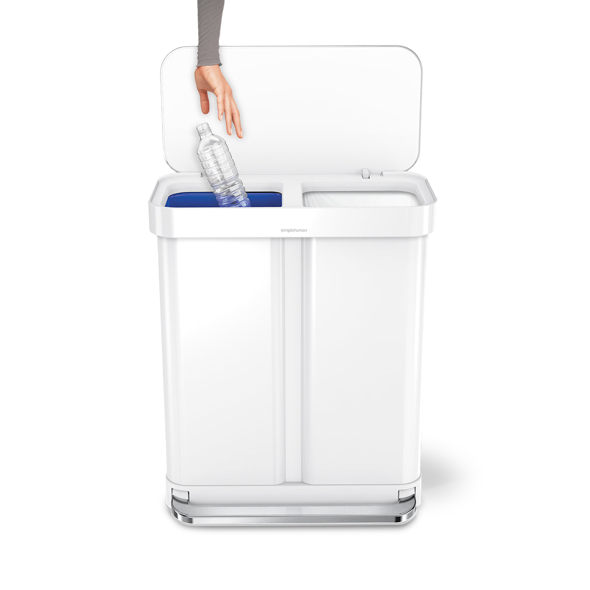 58L Dual Compartment Rectangular Step Can with Liner Pocket