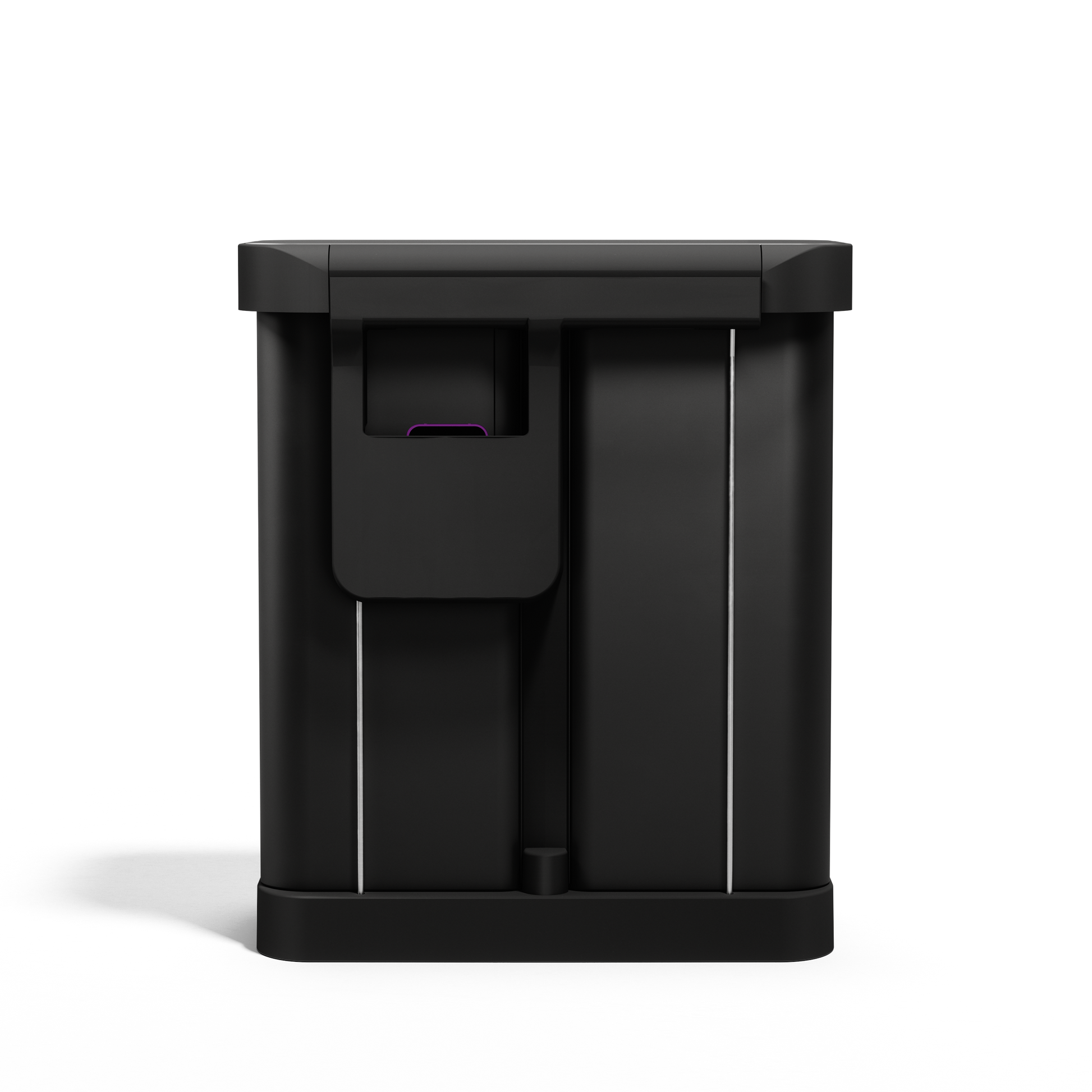 Simplehuman 58L Step Recycler, Matte Black side profile showing the integrated carrying handle.