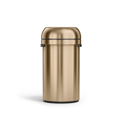 Simplehuman's 60L Bullet Can in Champagne, front view.