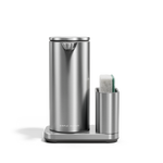 Simplehuman Brushed Stainless Steel 14 oz Sensor Pump + Caddy, touch-free operation and space-saving design.