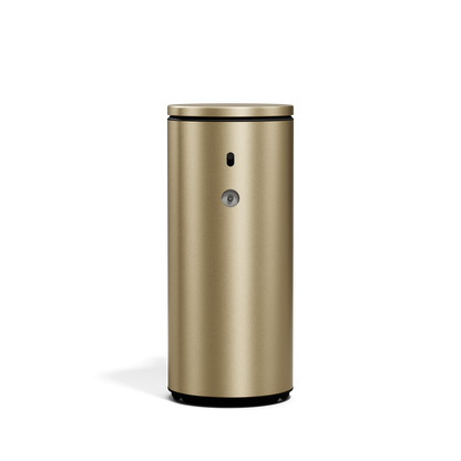 Simplehuman 9 oz. Rechargeable Liquid Sensor Pump in Brass, featuring touch-free dispensing.