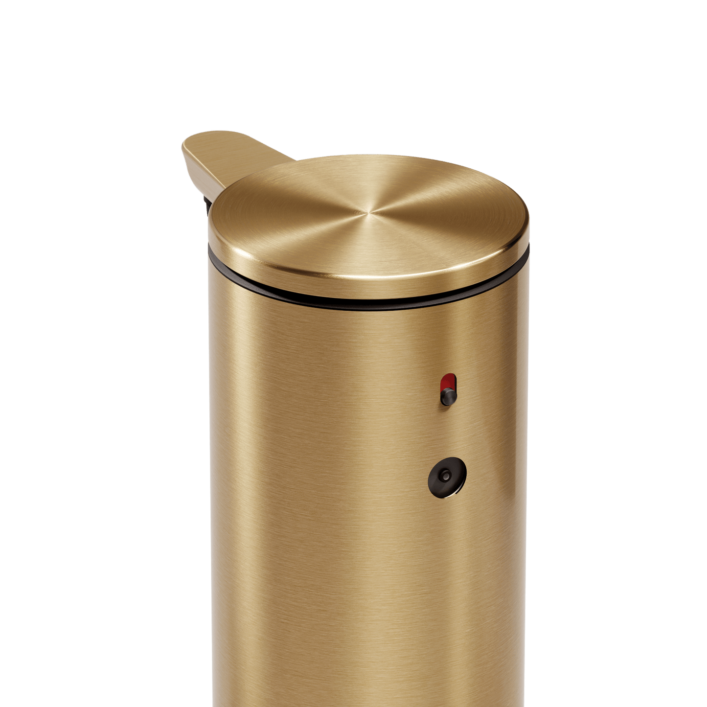 Simplehuman 9 oz. Rechargeable Sensor Pump in Brass, close-up of adjustable dosage control.