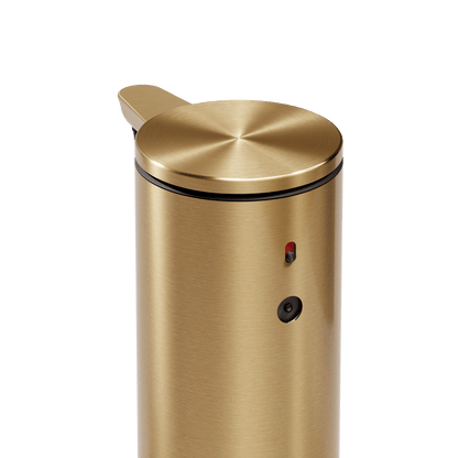 Simplehuman 9 oz. Rechargeable Sensor Pump in Brass, close-up of adjustable dosage control.