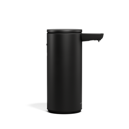 Side view of Simplehuman 9 oz. Rechargeable Liquid Sensor Pump in Matte Black, hands-free operation.