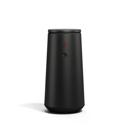 Straight front view of Simplehuman Matte Black Sensor Pump Foam showing active sensor light, touch-free dispensing.