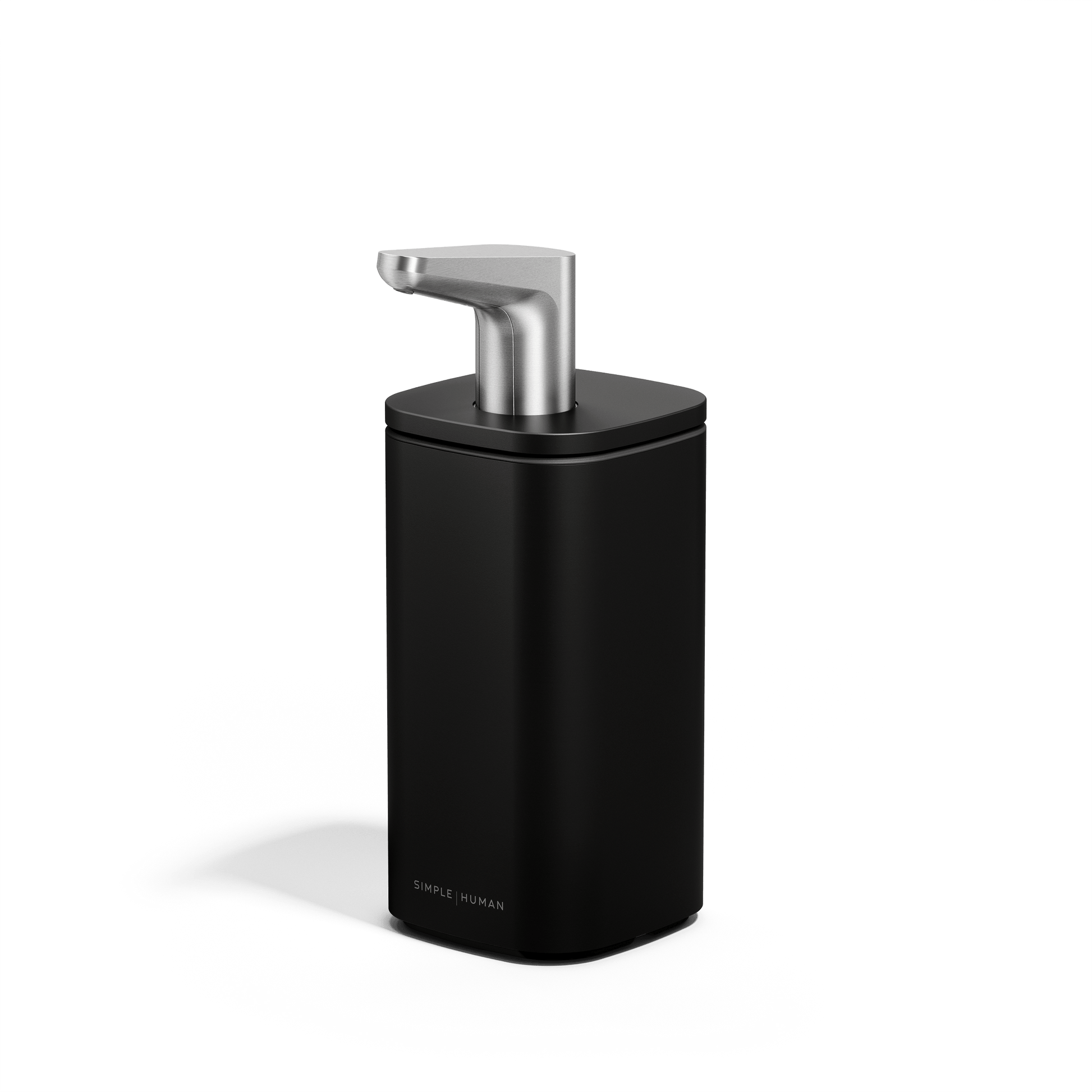 Simplehuman 10 oz. Pulse Pump, Matte Black body with ergonomic stainless steel drip-free spout.