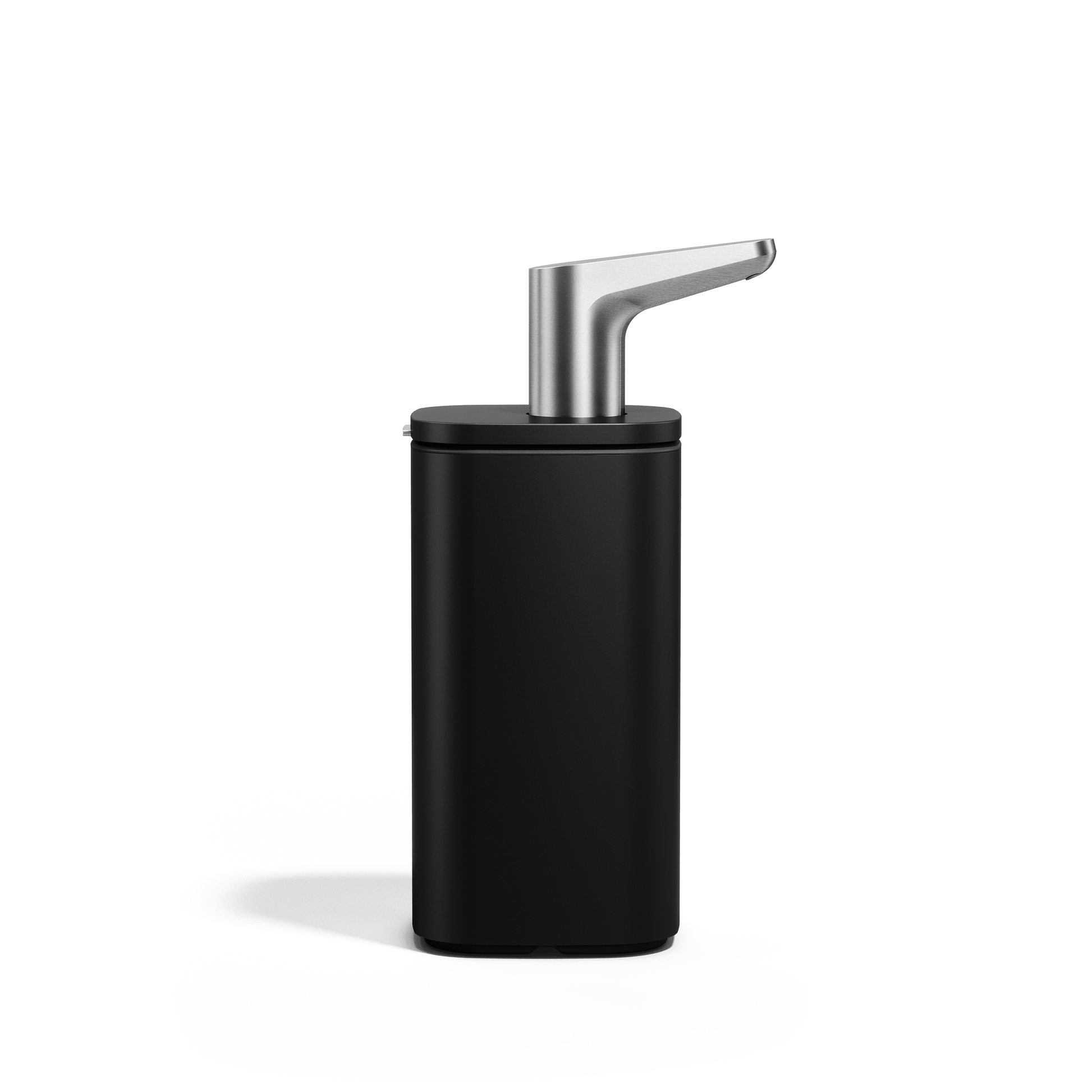 Simplehuman 10 oz. Pulse Pump in Matte Black, sleek rectangular profile featuring an ergonomic drip-free angled spout.