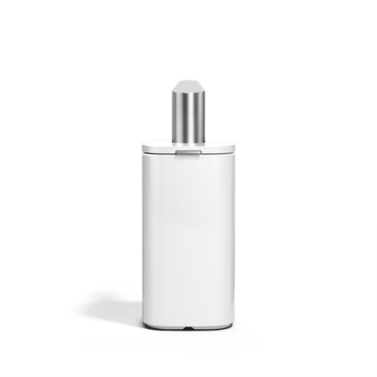 Simplehuman 10 oz. White Pulse Pump, centered view highlighting the easy-fill access lid and square body.
