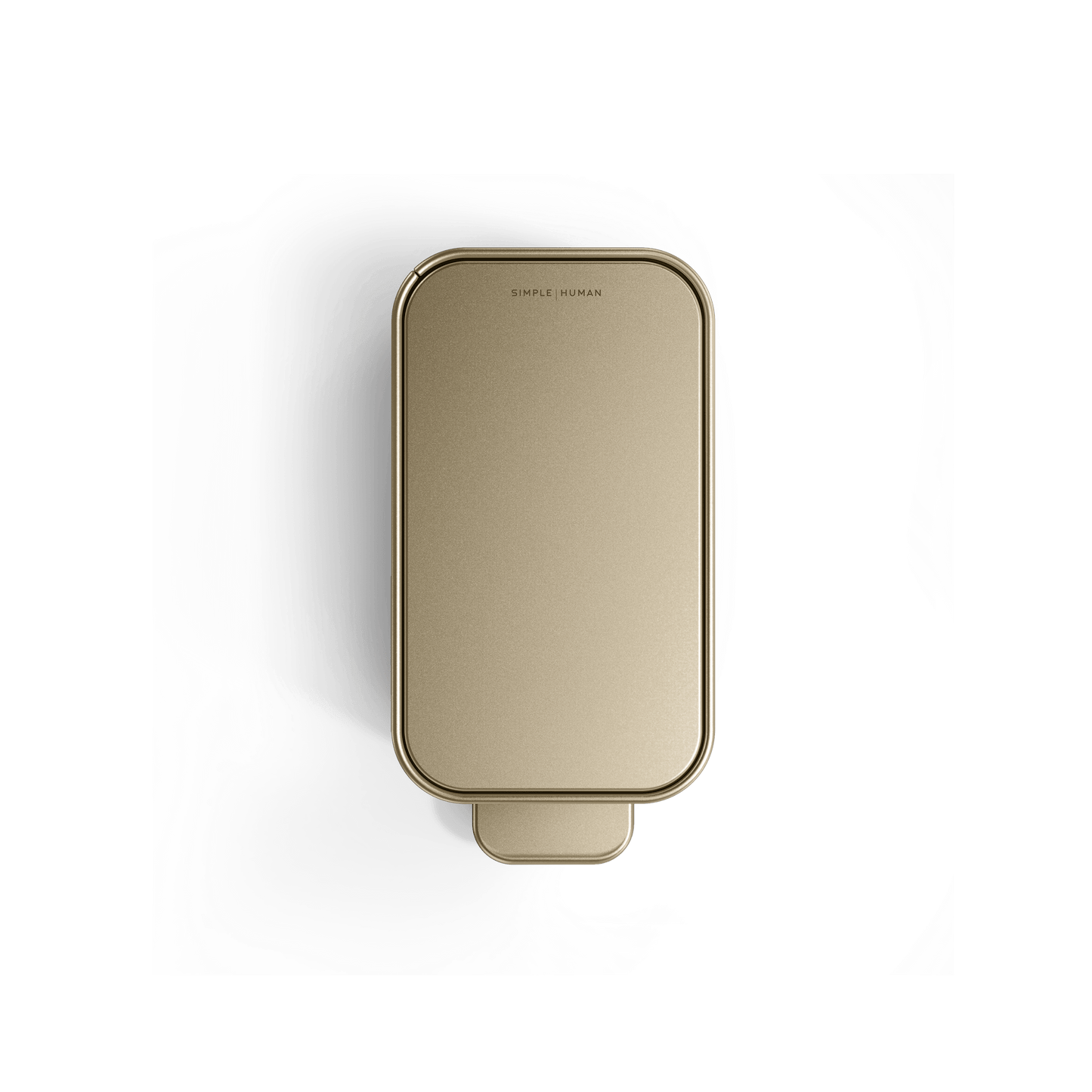 Top view of Simplehuman 5L Slim Step Can in Brass, showcasing the slim space-saving profile.