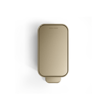 Top view of Simplehuman 5L Slim Step Can in Brass, showcasing the slim space-saving profile.