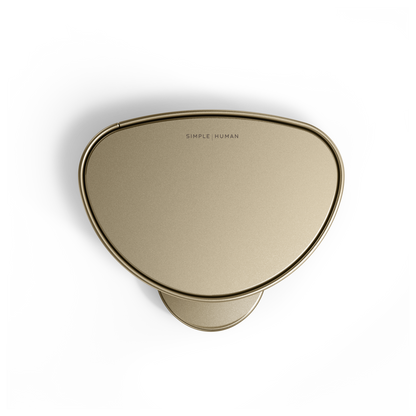 Overhead view of Simplehuman Brass 6L Step Can lid, compact design, hands-free function.